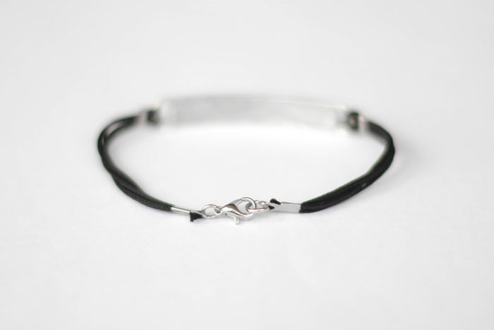 Silver believe charm bracelet for men, black cord, Christmas gift for him - shani-adi-jewerly
