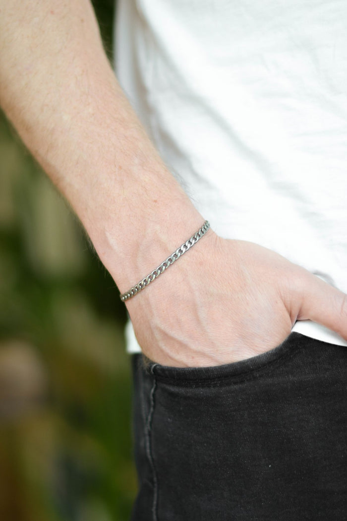 Silver chain bracelet for men, gift for him, Valentine's day gift