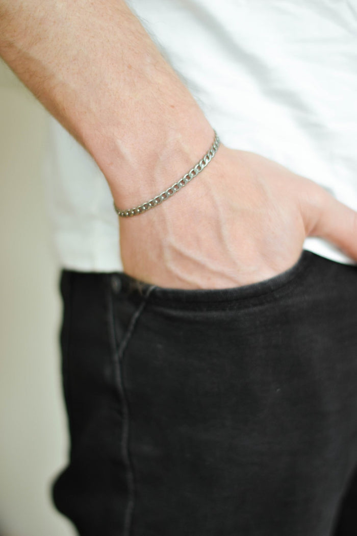 Silver chain bracelet for men, gift for him, Valentine's day gift