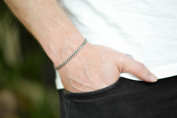 Silver chain bracelet for men, gift for him, Valentine's day gift