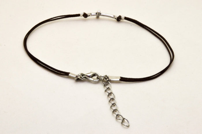 Silver cross charm Anklet - shani-adi-jewerly