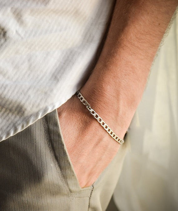 Silver Cuban link bracelet for men - shani-adi-jewerly