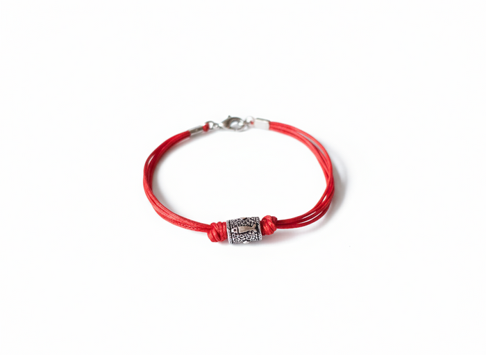 Silver Hamsa bracelet for men, red string, Kabbalah jewelry, evil eye protection