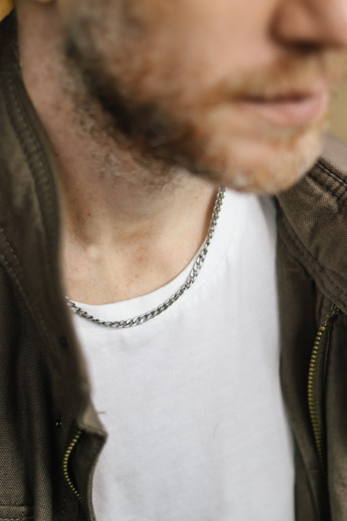 silver cable chain necklace for men