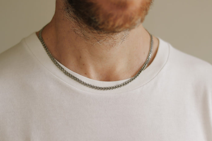 silver cable chain necklace for men