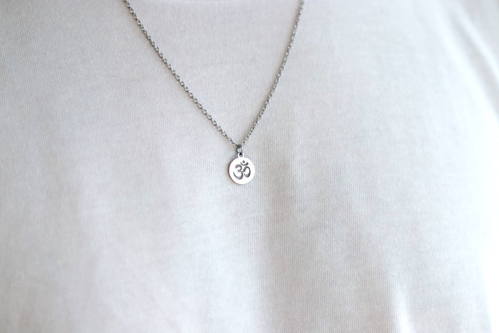 Silver Lotus necklace for men, stainless steel chain necklace, waterproof - shani-adi-jewerly