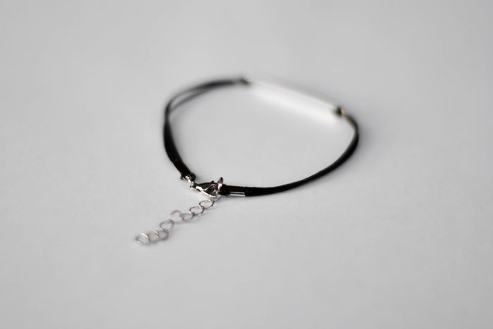 Silver Namaste bracelet for women, black cord, yoga jewelry, gift for her - shani-adi-jewerly