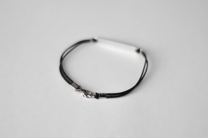 Silver Namaste charm bracelet for men, black cord, gift for him - shani-adi-jewerly