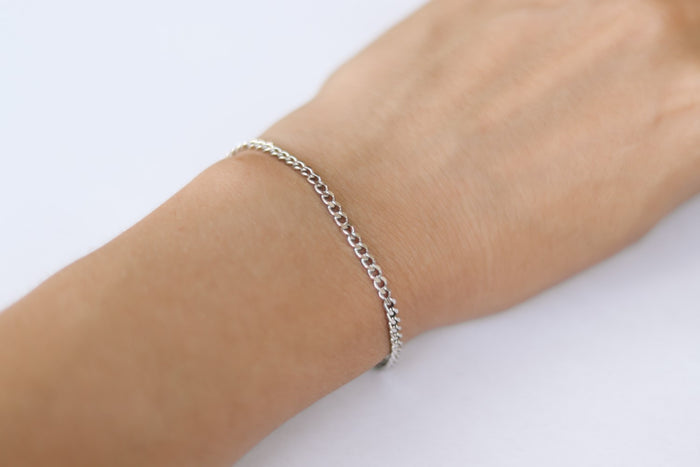Silver tone chain bracelet, stainless steel, waterproof bracelet, gift for her, festival jewelry
