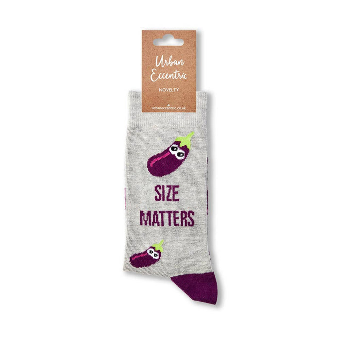 Size Matters socks with retail tag visible