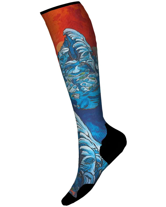 Ski Winter Haze Print Over The Calf Socks - Deep Navy