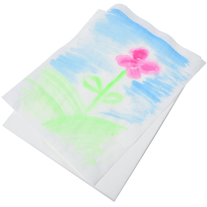 Children's drawing of a pink flower on a white background