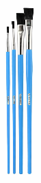 Set of paint brushes with blue handles on a white background