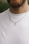 Small silver horseshoe necklace for men, stainless steel chain necklace, waterproof