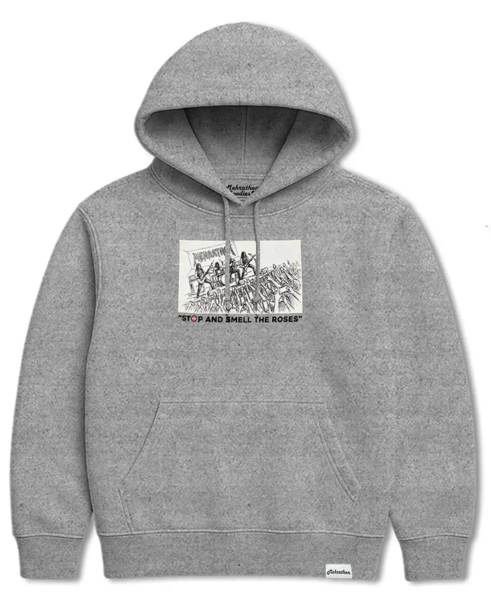 Smell The Roses Midweight Hoodie - Heather Grey