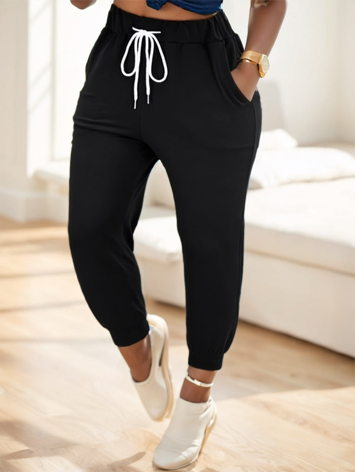 Solid Drawstring Waist Jogger Pants