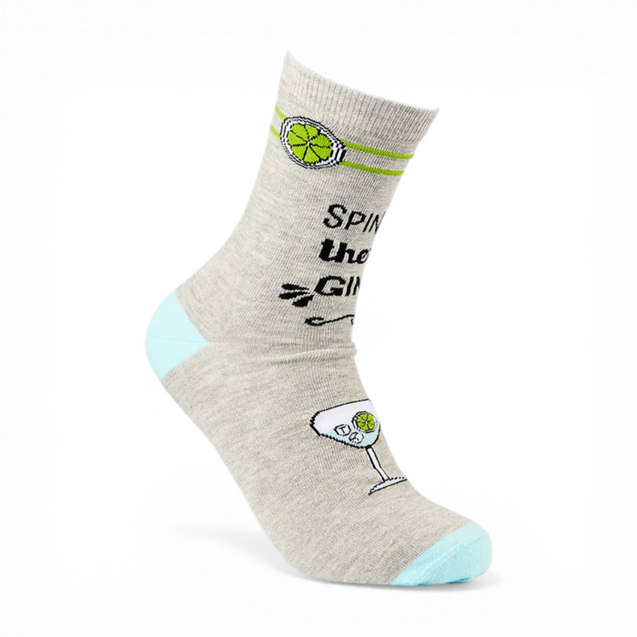 ladies novelty socks with spin then gin slogan design