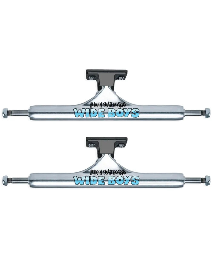St1 Hollow Wide Boy Skateboard Trucks - Polished Silver/Black