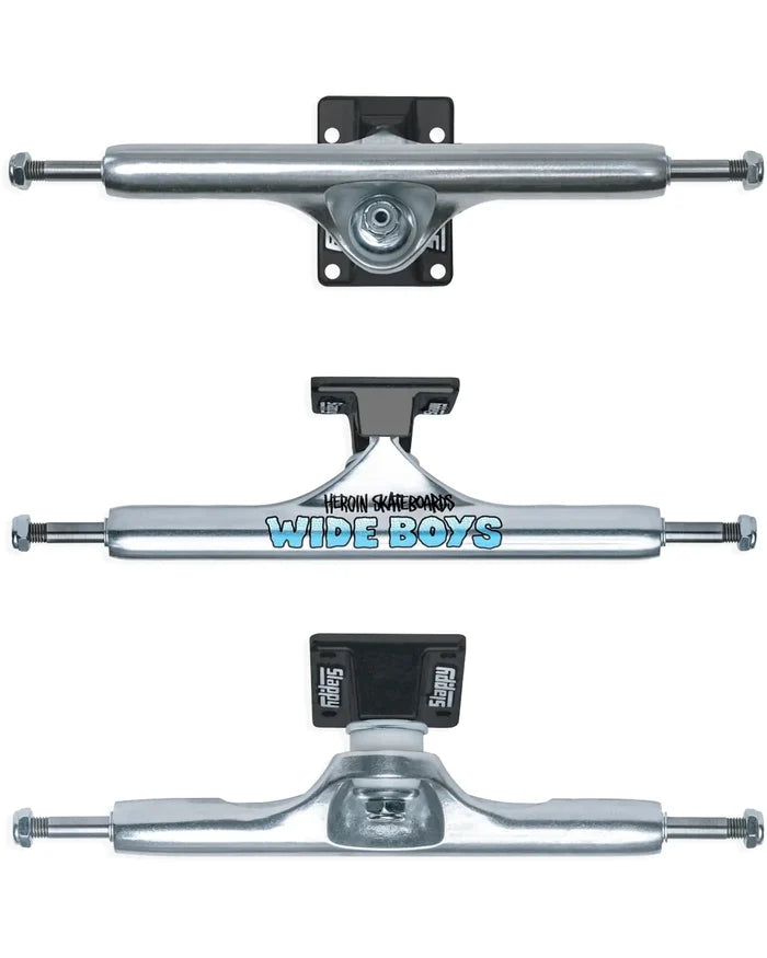 St1 Hollow Wide Boy Skateboard Trucks - Polished Silver/Black
