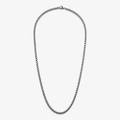Stainless steel 3mm rounded box chain necklace full view on white background
