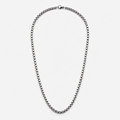 Stainless steel 4mm rounded box chain necklace full view on white background