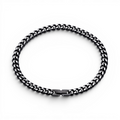 6mm stainless steel curb chain bracelet with black ion plated finish and secure clasp