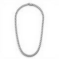 stainless steel 7mm curb chain necklace with polished finish on white background