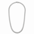 Stainless steel 7mm matte curb chain necklace full view on white background
