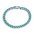 7mm stainless steel curb chain bracelet with rainbow ion plated finish and secure clasp