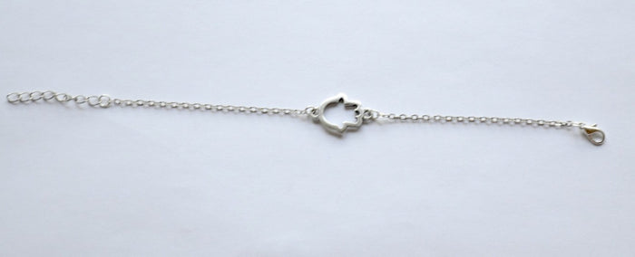 stainless steel chain bracelet with a silver plated hamsa charm for women - shani-adi-jewerly