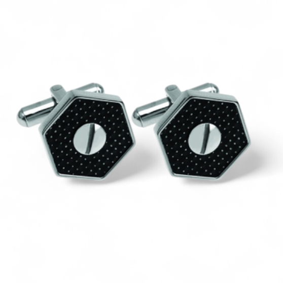 Stainless Steel Cufflinks Carbon Fibre