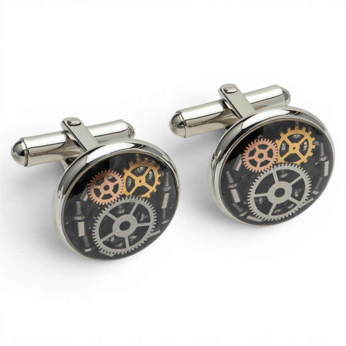 Stainless Steel Cufflinks with Gear Parts