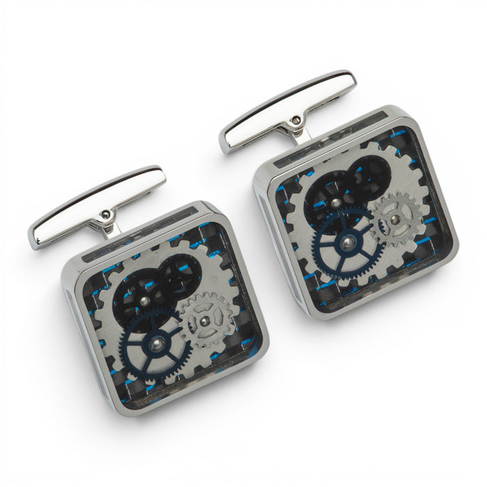 Stainless Steel Cufflinks with Gear Parts
