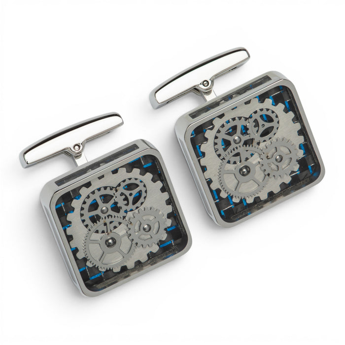 Stainless Steel Cufflinks with Gear Parts