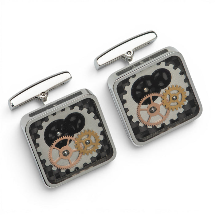Stainless Steel Cufflinks with Gear Parts