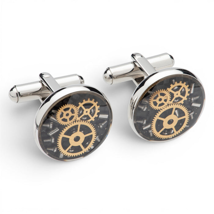 Stainless Steel Cufflinks with Gear Parts