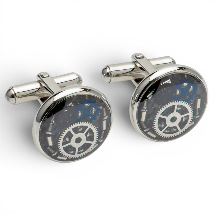 Stainless Steel Cufflinks with Gear Parts