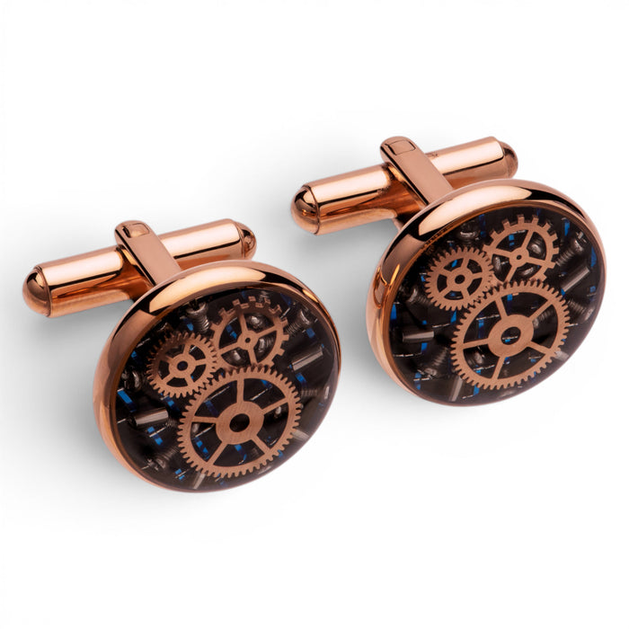 Stainless Steel Cufflinks with Rose Gold IP Plating