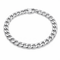 Stainless steel 7mm curb chain bracelet with flat interlocking links and matte finish