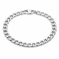 Stainless steel 7mm curb chain bracelet with flat links and matte and polished finish