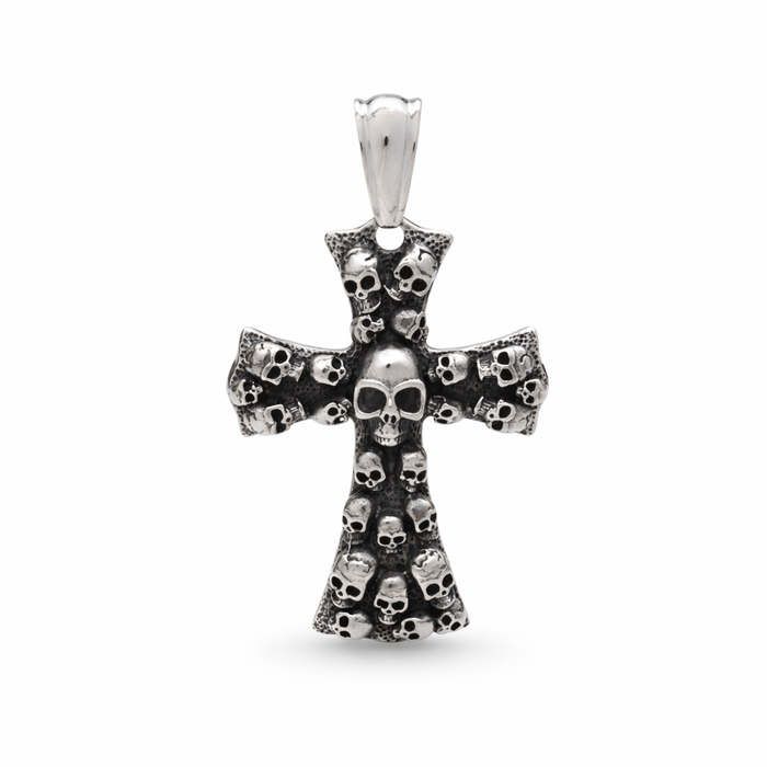 Stainless Steel Skull Cross Pendant - Small