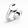 stainless steel spanner ring on a white background