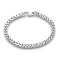 Stainless steel 5mm square wheat chain bracelet with polished finish and secure clasp