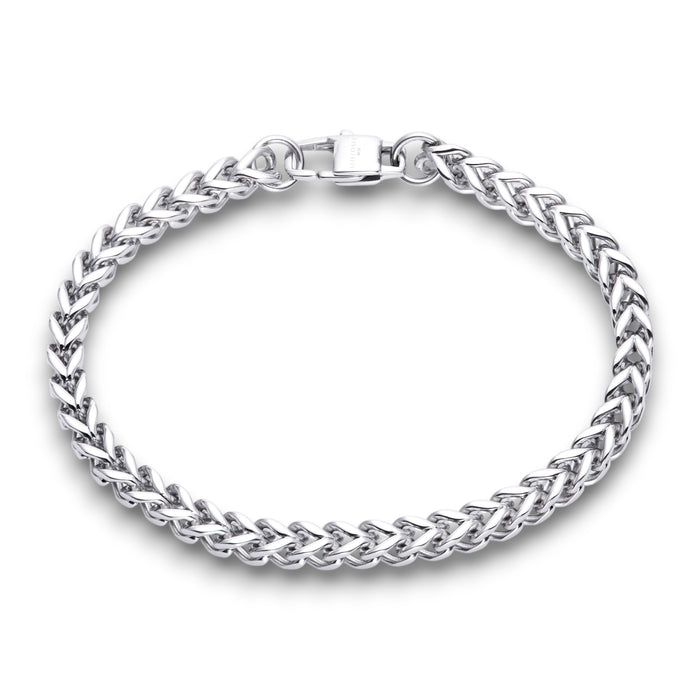 Stainless steel 5mm square wheat chain bracelet with polished finish and secure clasp
