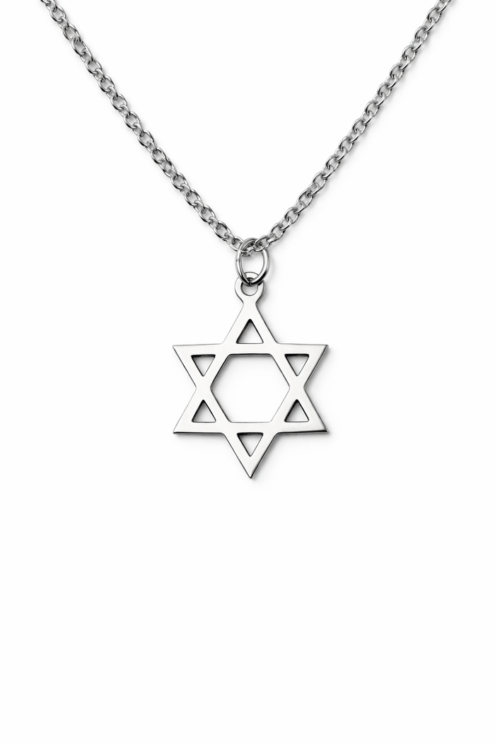 Star of David necklace for men, silver chain, gift for him, Jewish jewelry from Israel, waterproof jewelry