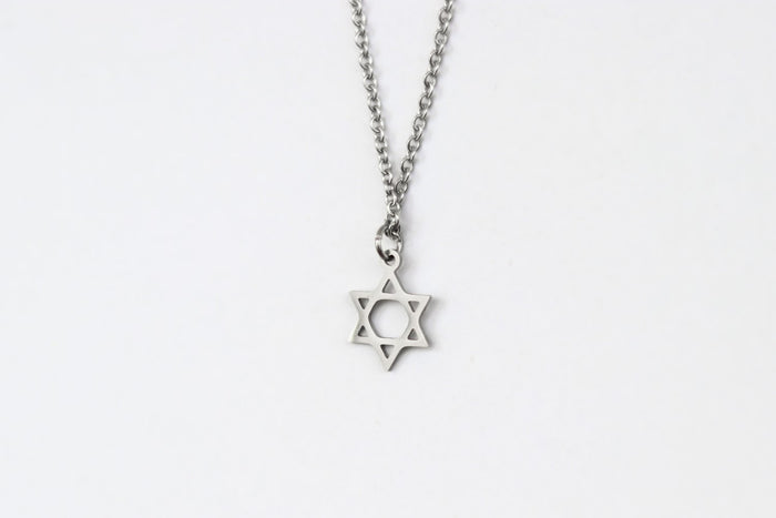 silver Star of David necklace for men