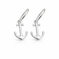 Sterling silver anchor hoop earrings with nautical design on a clean white background