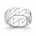 Sterling silver curb chain ring with oxidised detail on a clean white background
