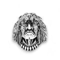 Sterling Silver Oxidised Indian Head and Lion Ring