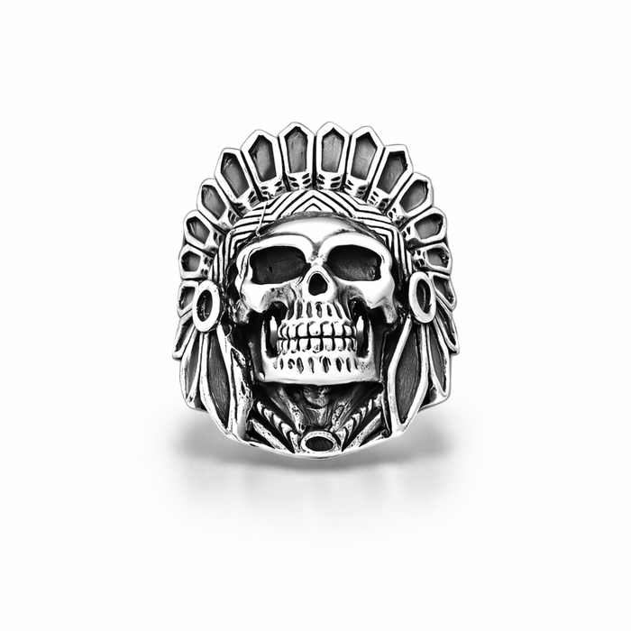 Sterling Silver Oxidised Indian Skull Ring